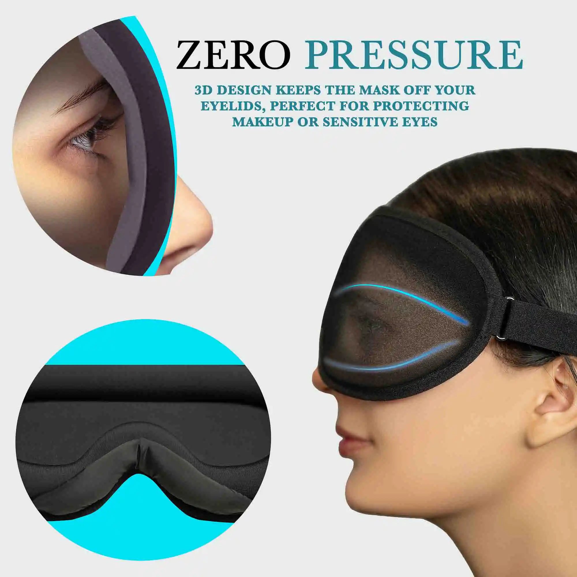 Comfortable Sleep Eye Mask for Men & Women, Total Blackout, Zero Eye Pressure, Soft Fit & Travel-Friendly with Adjustable Strap & Ear Plugs Secondary image