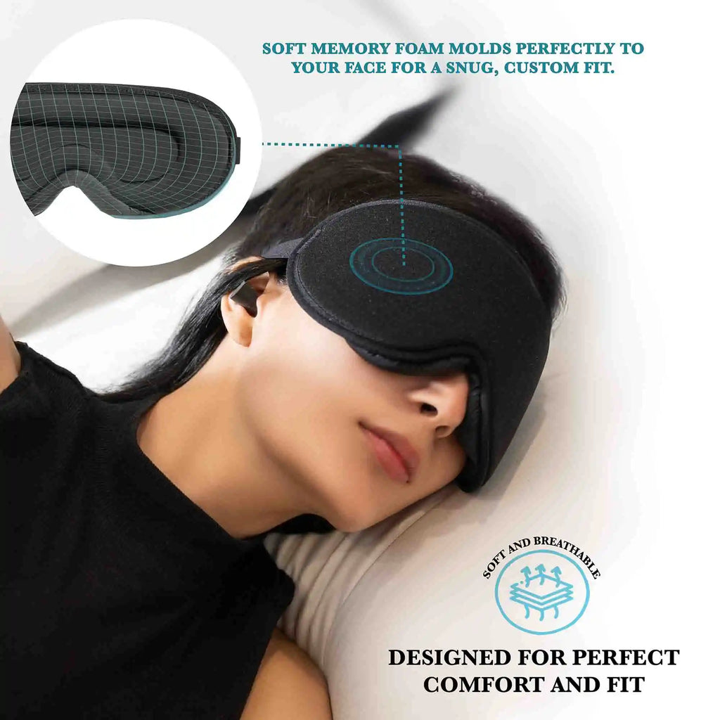 Comfortable Sleep Eye Mask for Men & Women, Total Blackout, Zero Eye Pressure, Soft Fit & Travel-Friendly with Adjustable Strap & Ear Plugs