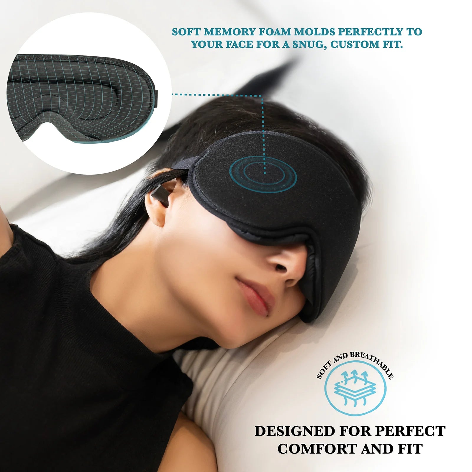 Comfortable Sleep Eye Mask for Men & Women, Total Blackout, Zero Eye Pressure, Soft Fit & Travel-Friendly with Adjustable Strap & Ear Plugs Secondary image