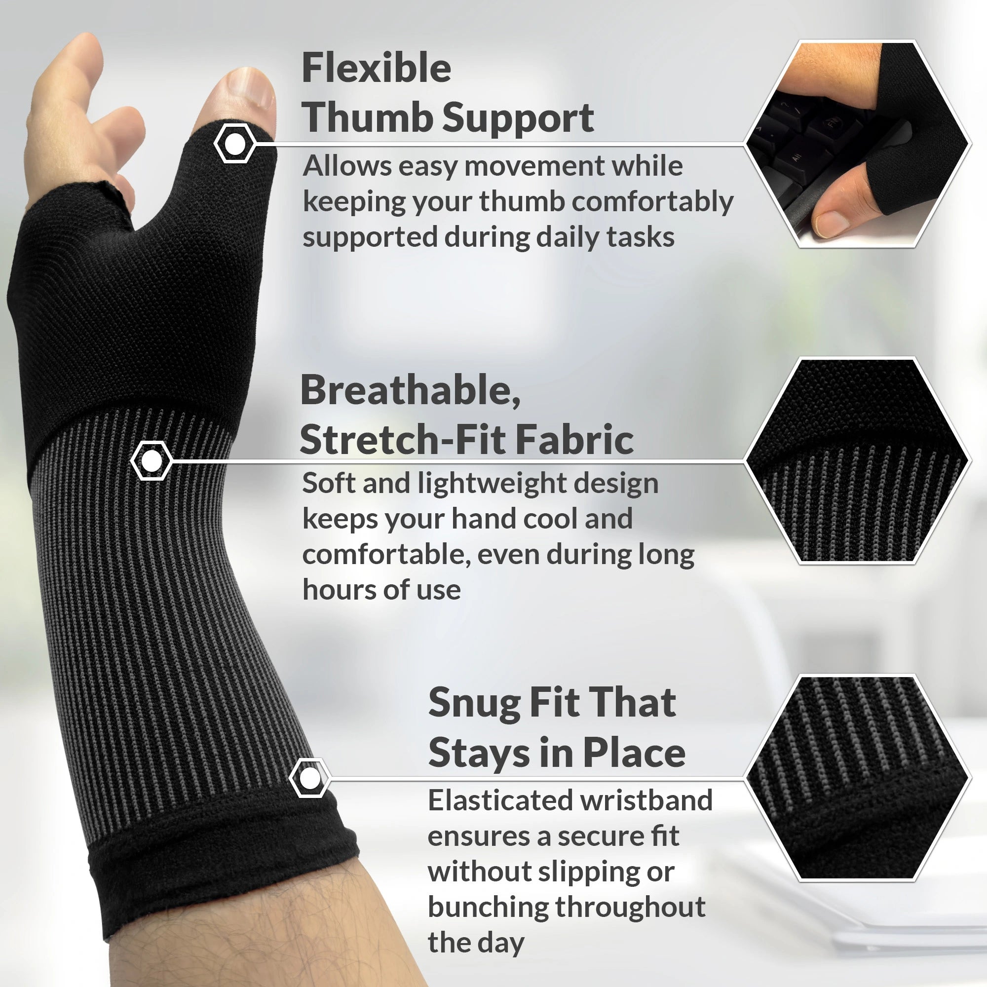 Wrist & Thumb Support – Compression Sleeve for Comfort & Stability, Joint & Hand Support for Men & Women