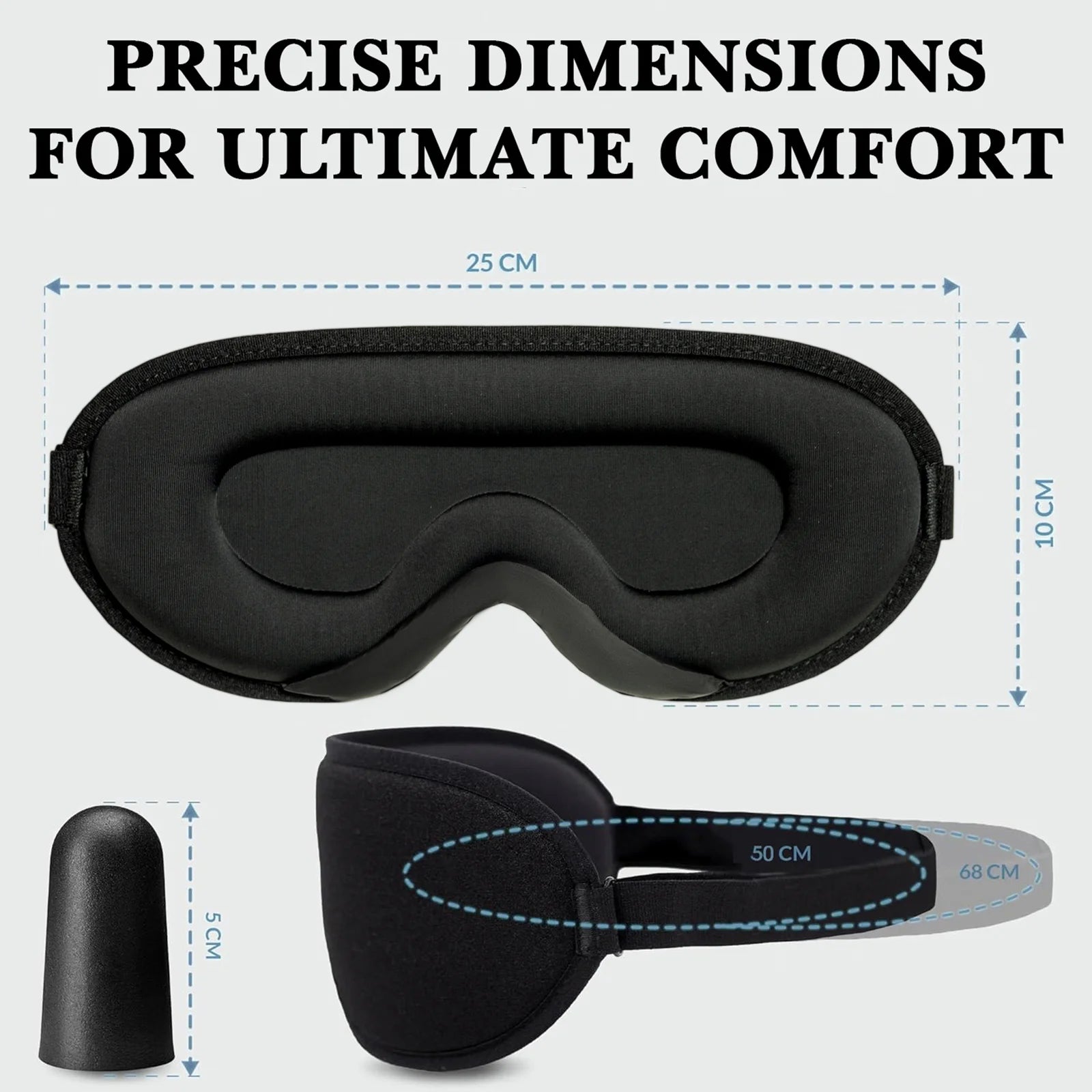 Comfortable Sleep Eye Mask for Men & Women, Total Blackout, Zero Eye Pressure, Soft Fit & Travel-Friendly with Adjustable Strap & Ear Plugs