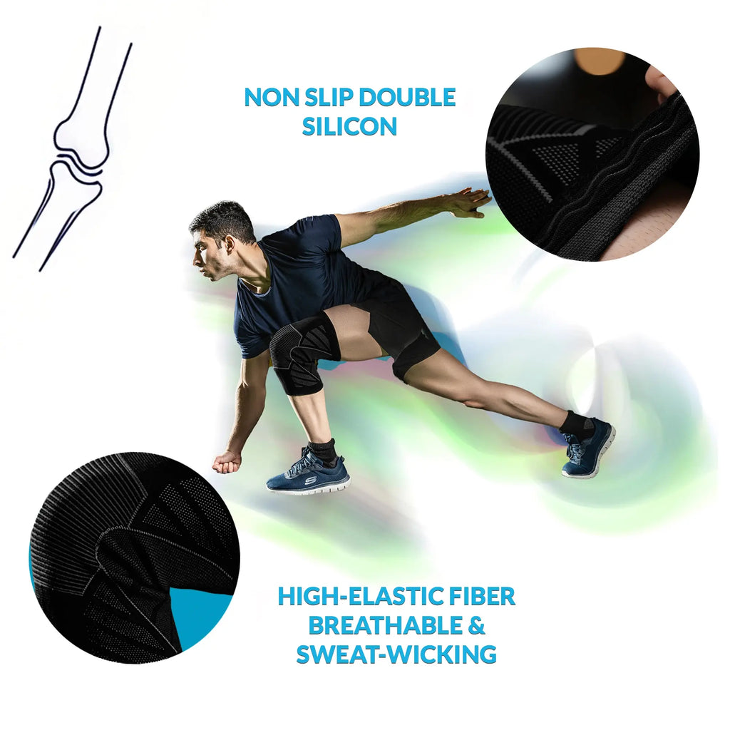 1 Pair Knee Support for Women & Men, Compression Knee Sleeves for Sports, Running, Squats, and Workouts, Flexible & Comfortable Fit