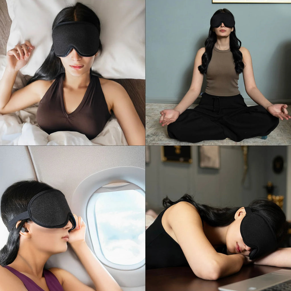 Comfortable Sleep Eye Mask for Men & Women, Total Blackout, Zero Eye Pressure, Soft Fit & Travel-Friendly with Adjustable Strap & Ear Plugs