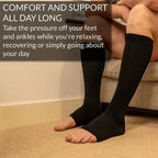 Open Toe Compression Socks 15-20 mmHg for Swollen Legs