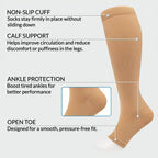 Open Toe Compression Socks 15-20 mmHg for Swollen Legs