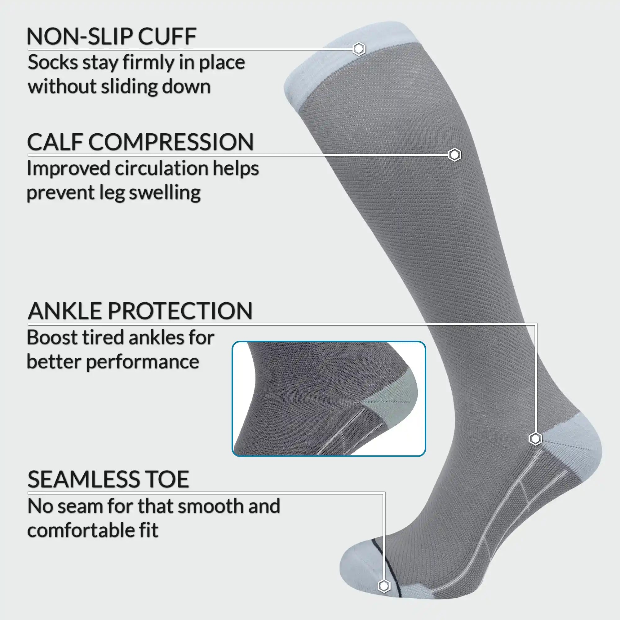 Compression Socks for Swollen Legs & Long Flights