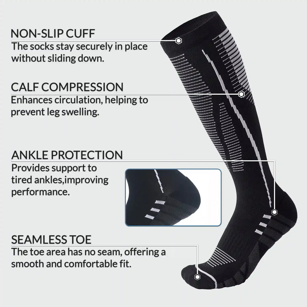 Premium Compression Socks 15-20 mmHg for Flight & Nursing