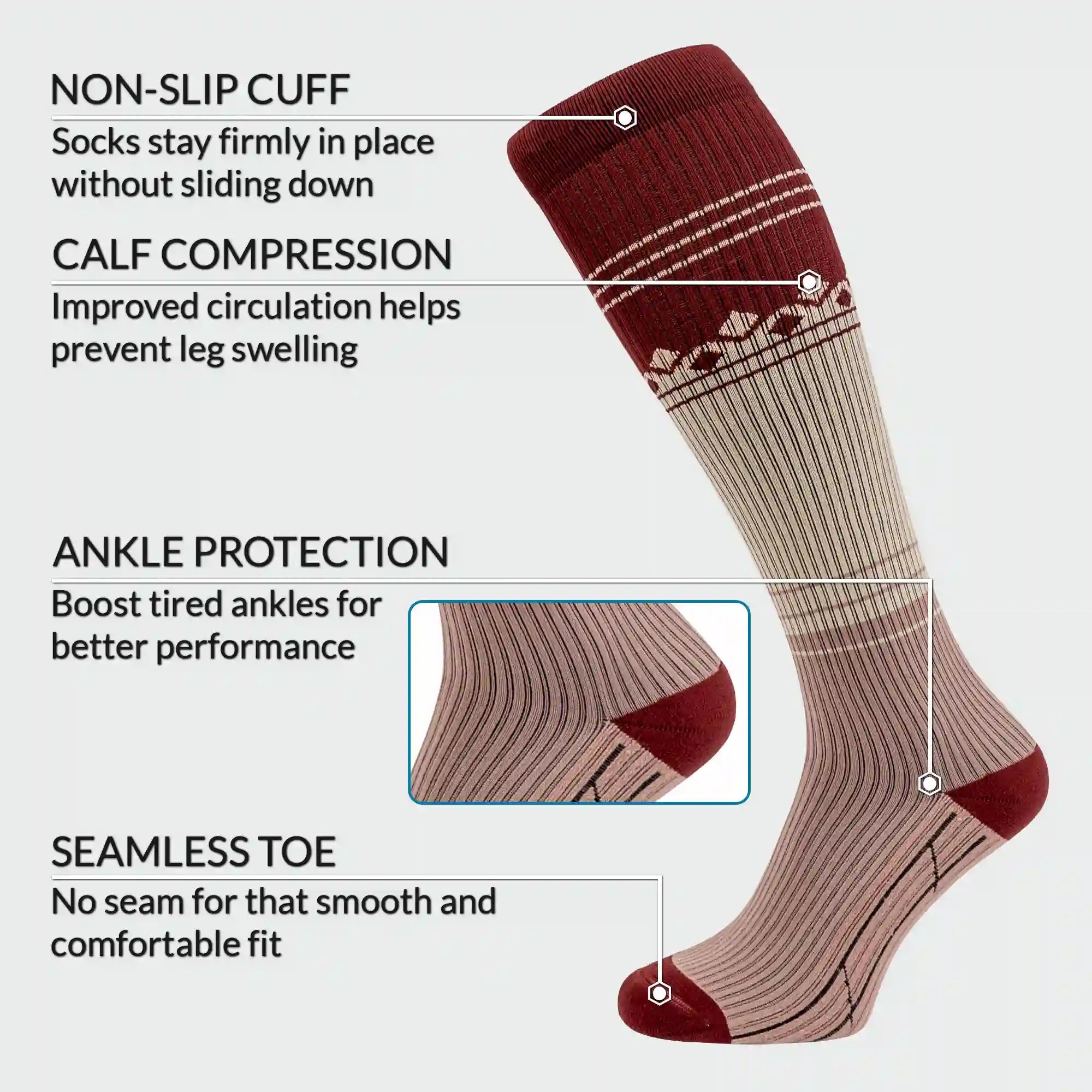 Premium Compression Socks for Long Flights & Running