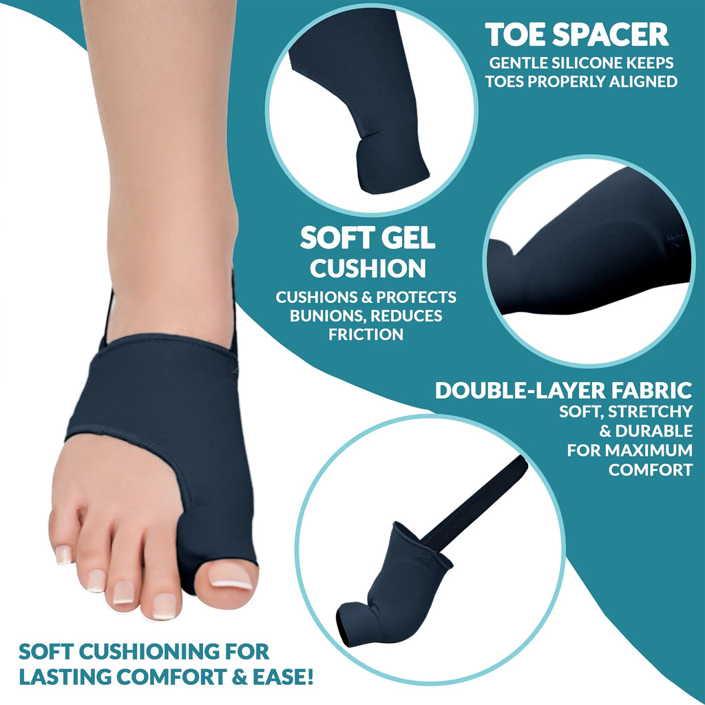 Silicone Bunion Corrector with Gel Pads and Heel Strap, Big Toe Separator & Straightener for Comfort and Support, Reduces Pressure & Soreness