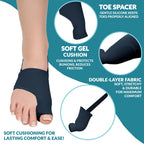 Silicone Bunion Corrector with Gel Pads and Heel Strap, Big Toe Separator & Straightener for Comfort and Support, Reduces Pressure & Soreness