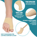 Silicone Bunion Corrector with Gel Pads and Heel Strap, Big Toe Separator & Straightener for Comfort and Support, Reduces Pressure & Soreness