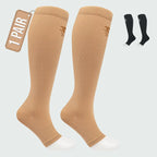 Open Toe Compression Socks for Women & Men, 15-20 mmHG, Travel, Running, Nurses, Flight, Maternity, Pregnancy