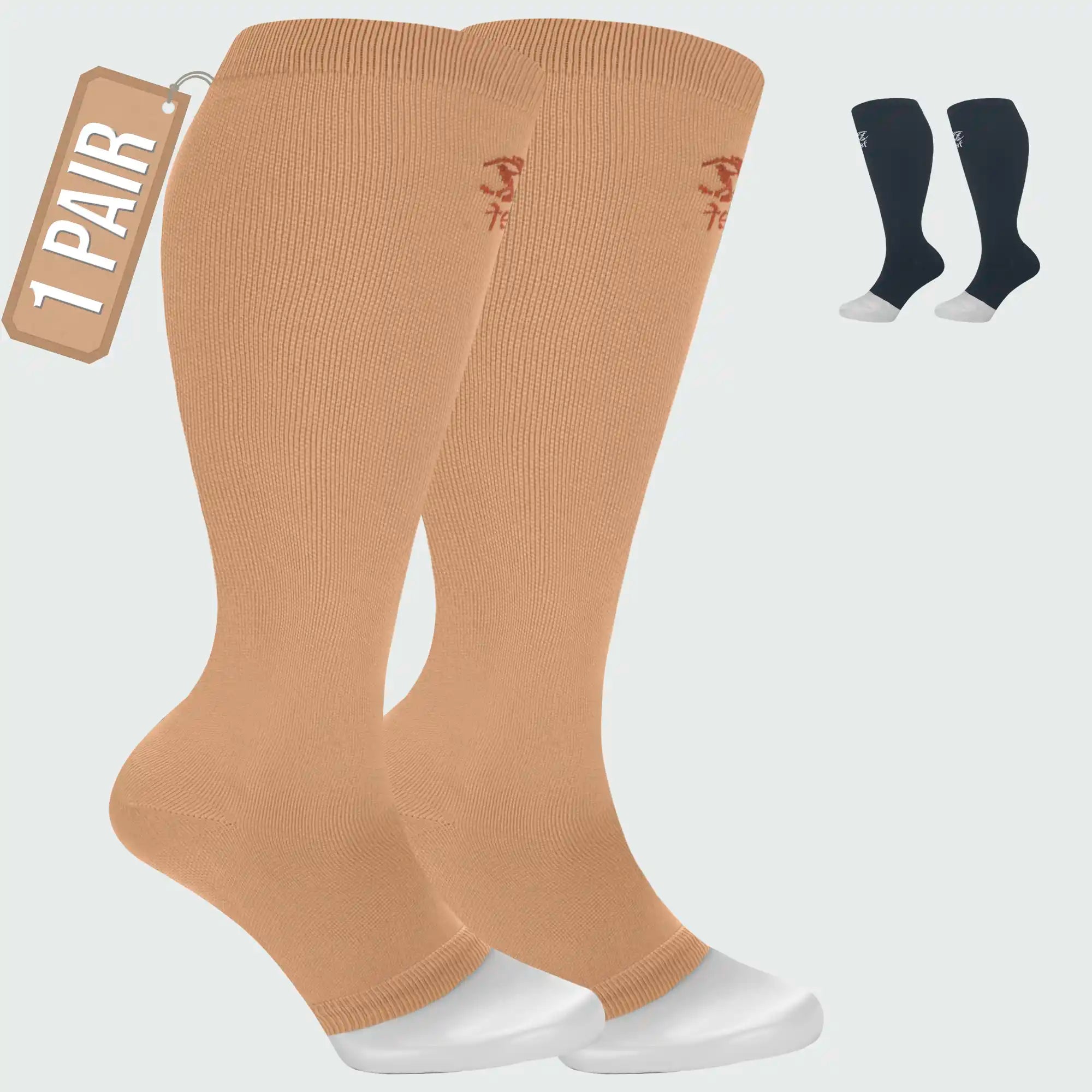 Open Toe Compression Socks for Women & Men, 15-20 mmHG, Travel, Running, Nurses, Flight, Maternity, Pregnancy