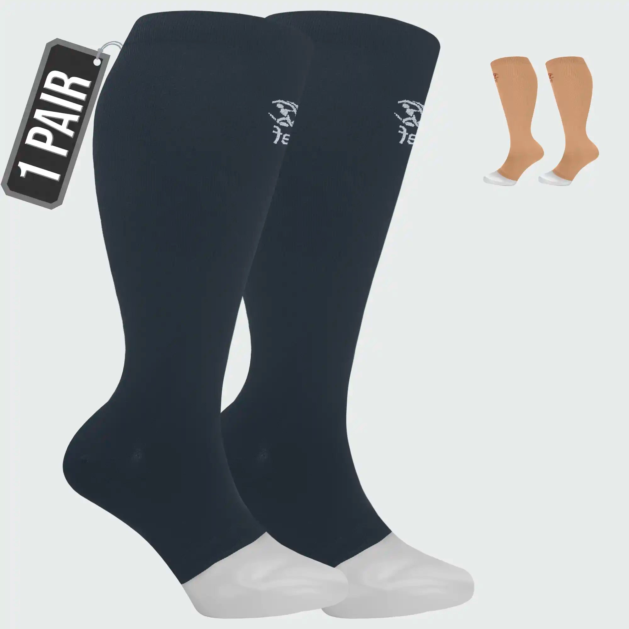 Open Toe Compression Socks for Women & Men, 15-20 mmHG, Travel, Running, Nurses, Flight, Maternity, Pregnancy
