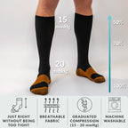 Copper Infused Compression socks, 15-20 mmHG, for better Circulation during Travel