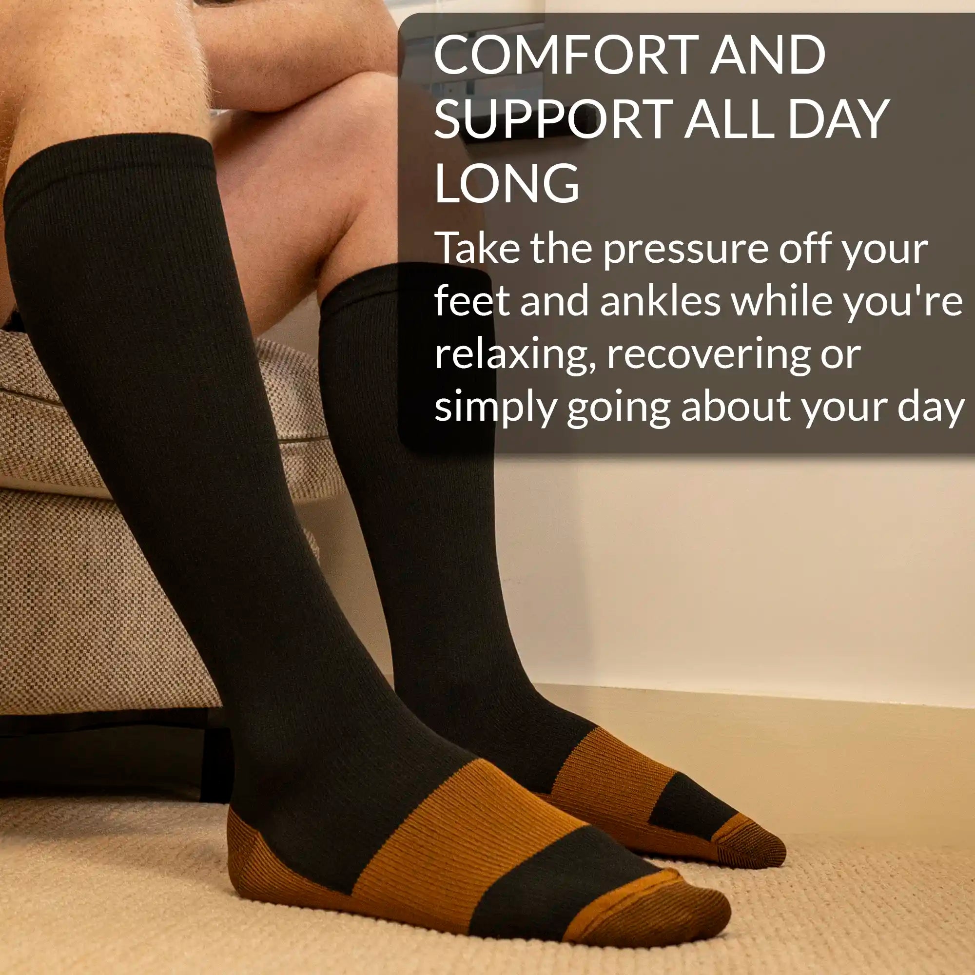 Copper Infused Compression socks, 15-20 mmHG, for better Circulation during Travel