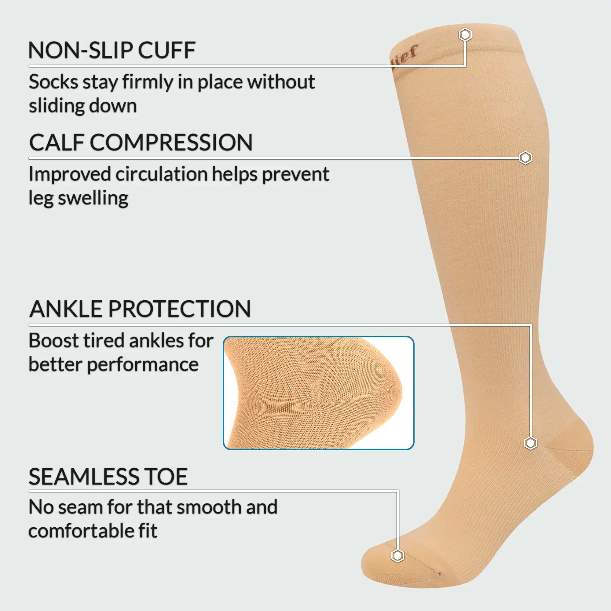 Compression Socks for Women, Men, Pregnancy, 15-20 mmHG, Travel, Swollen Legs, Support for Active Life Style and Better Blood Circulation