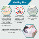 Washing tips for garments with images and text on a white background