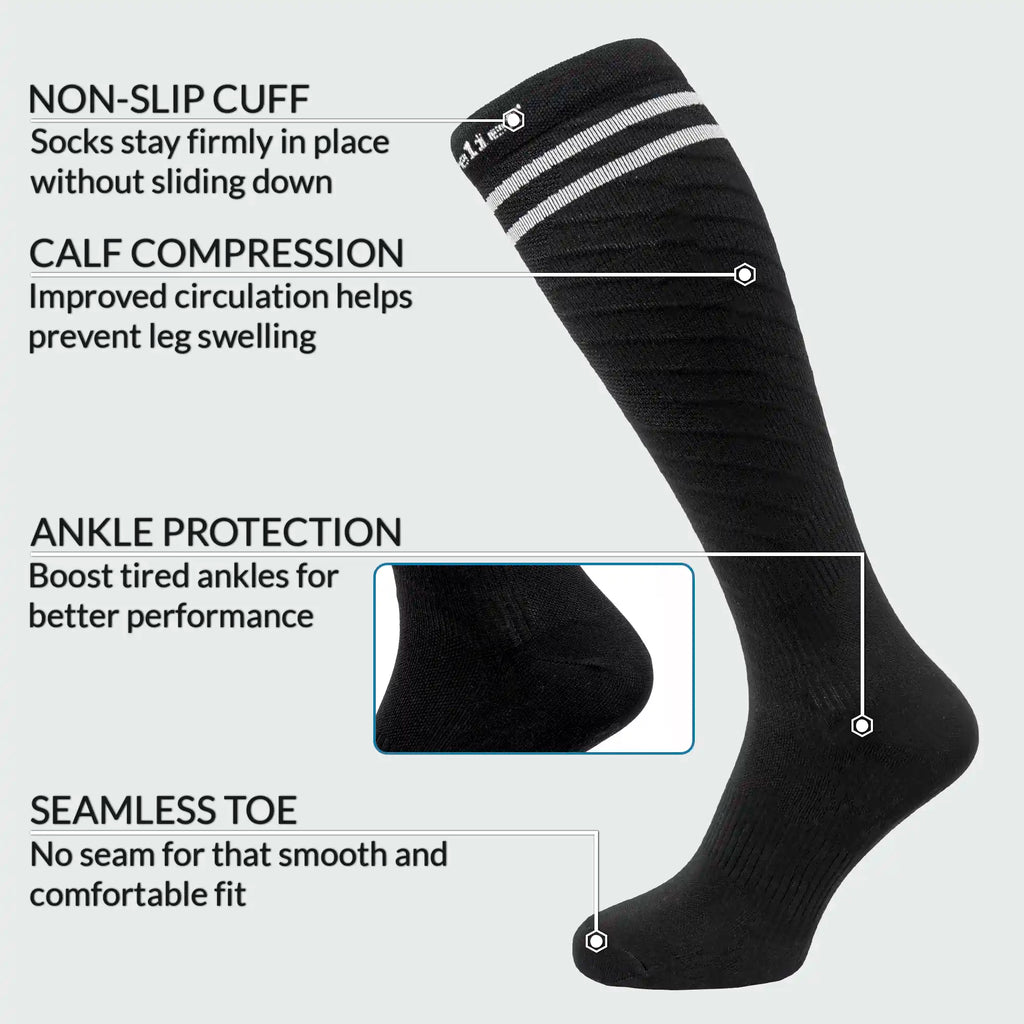 Knee High Compression Socks Stockings for Women, Men, Running, Cycling, Nurses, Flying, Edema, Pregnancy, 15-20 mmHG