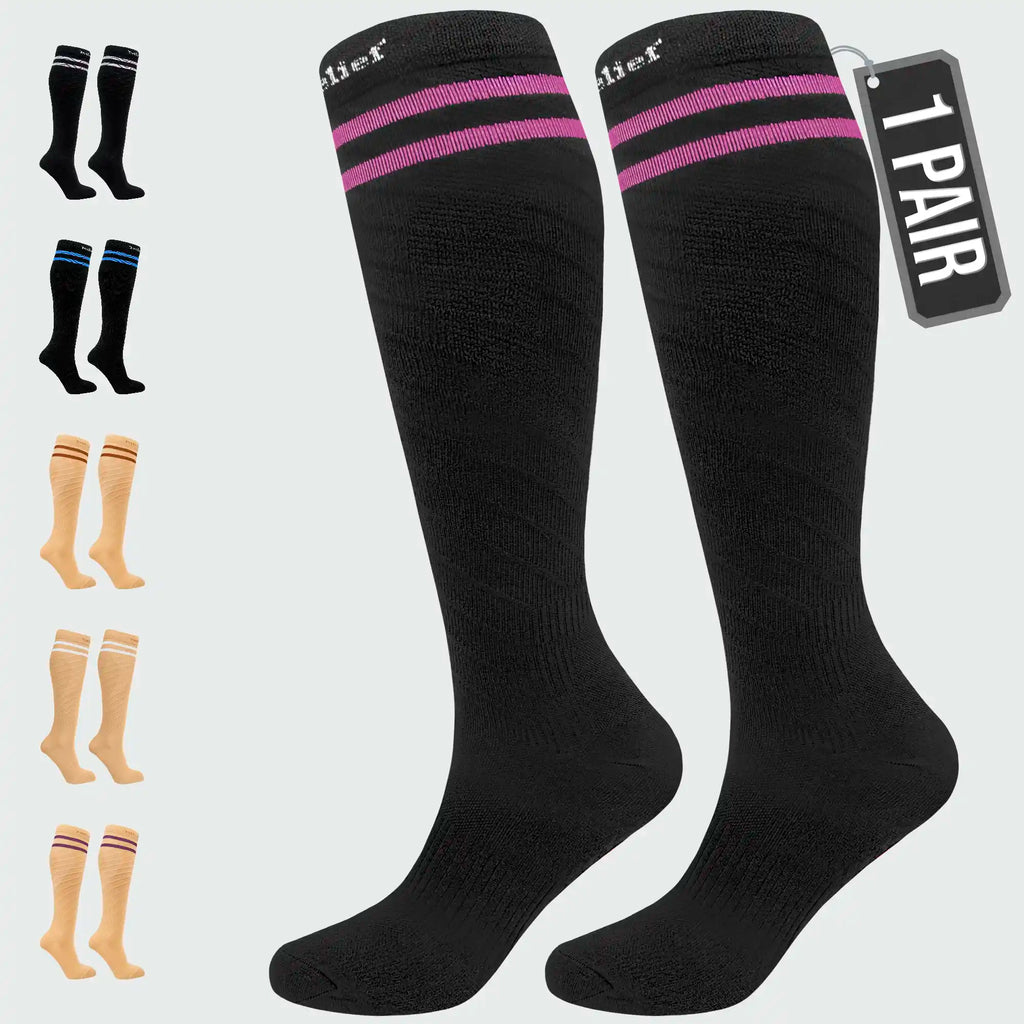 Knee High Compression Socks Stockings for Women, Men, Running, Cycling, Nurses, Flying, Edema, Pregnancy, 15-20 mmHG