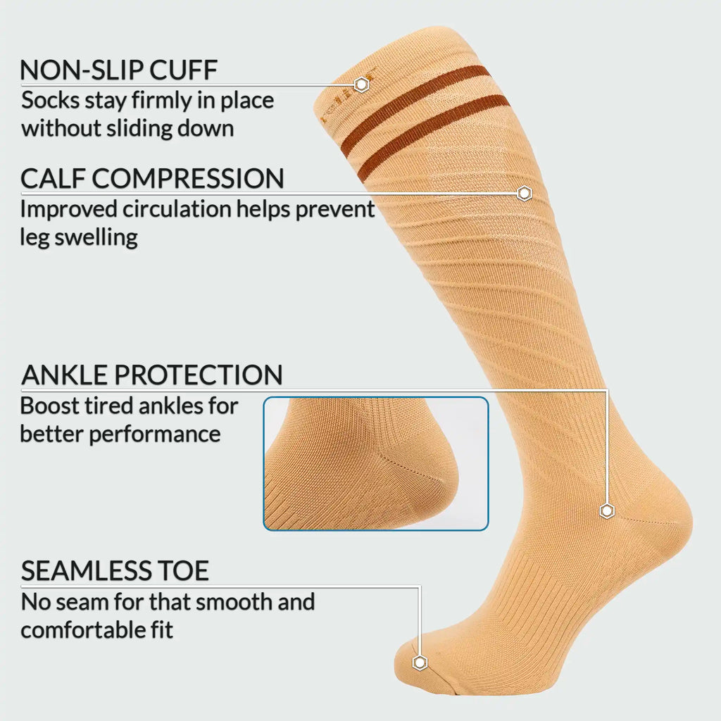 Knee High Compression Socks Stockings for Women, Men, Running, Cycling, Nurses, Flying, Edema, Pregnancy, 15-20 mmHG