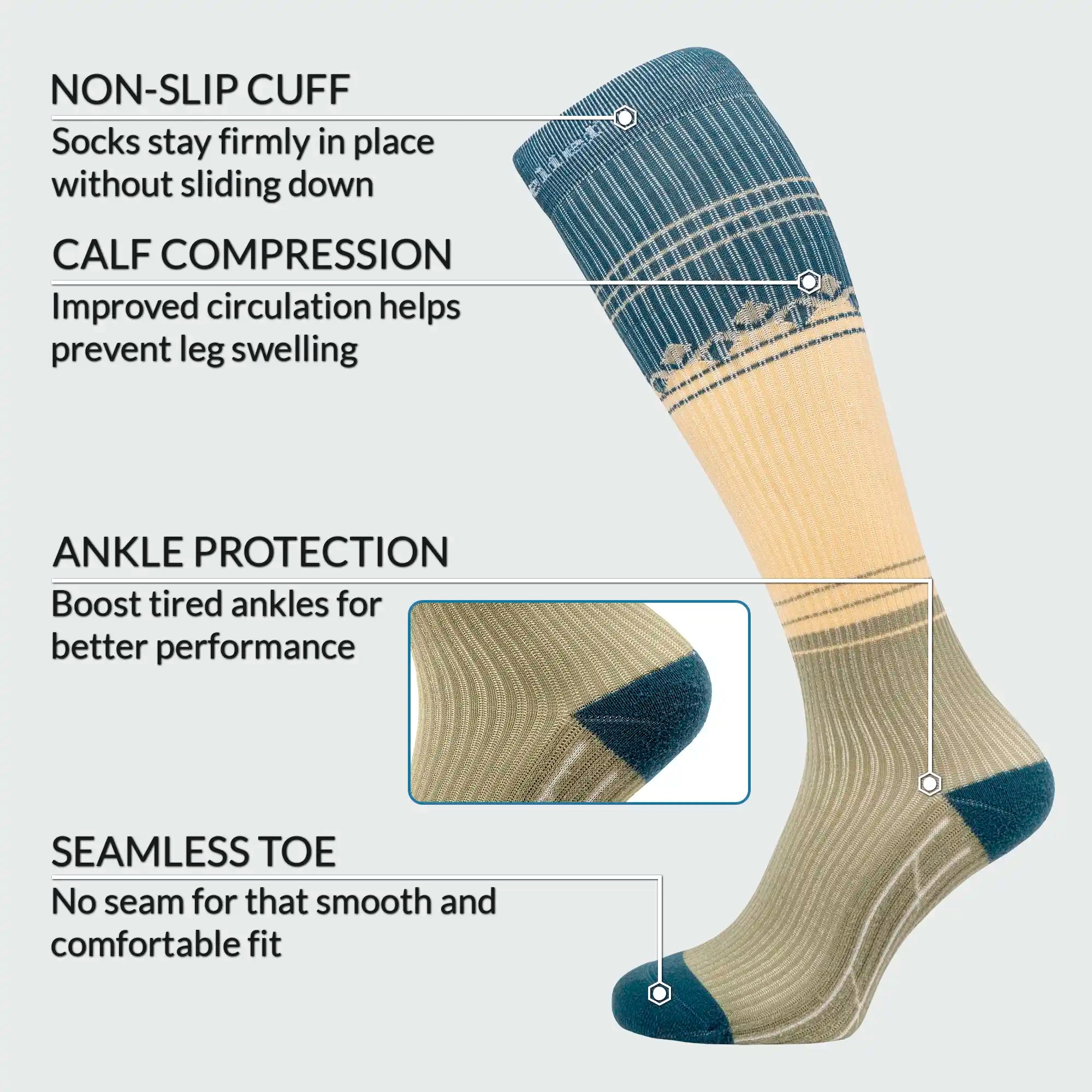 Premium Compression Socks for Women & Men, 15-20 mmHg Travel Flight Socks, Graduated Support, Ideal for Running, Cycling & during Maternity Secondary image