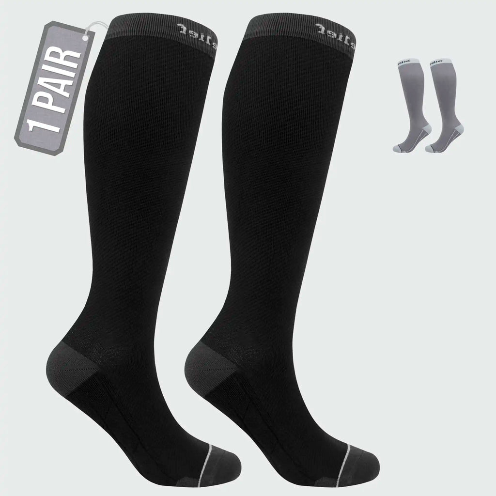 Compression Socks for Women and Men, 15-20 mmHG Premium Socks for Flight, Swollen Legs, DVT, Varicose Veins, Athletic Running, Cycling, Gym
