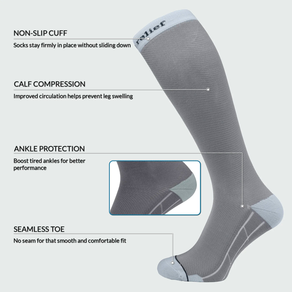 Compression Socks for Women and Men, 15-20 mmHG Premium Socks for Flight, Swollen Legs, DVT, Varicose Veins, Athletic Running, Cycling, Gym