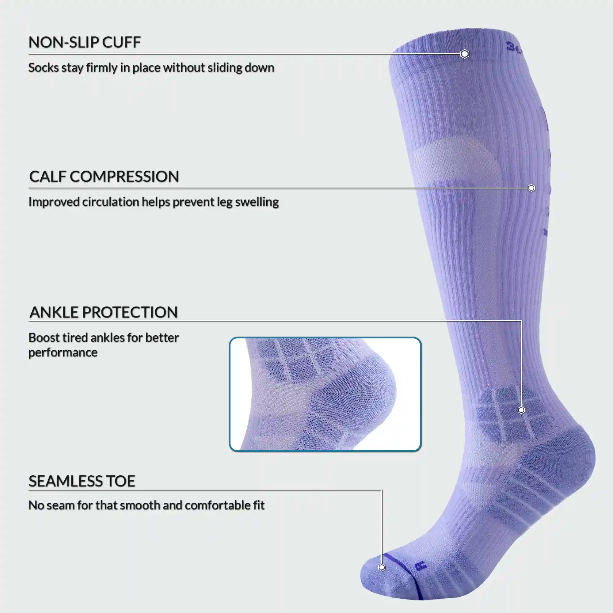 Premium Compression Socks 15-20 mmHG for Running, Pregnancy, Flight with Soft, Breathable, Comfy Fabric Sports