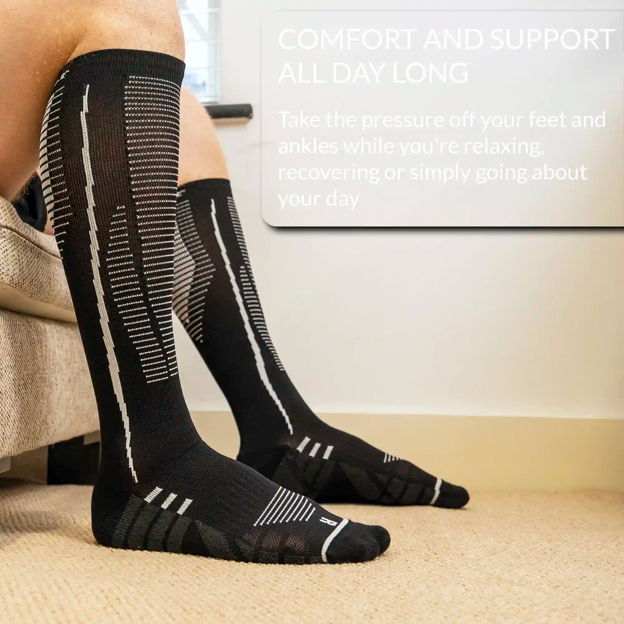 Premium Compression Socks, 15-20 mmHG for Flight, Running, Nursing, Soft Breathable and Comfy Fabric Sports