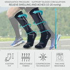 Premium Compression Socks, 15-20 mmHG for Flight, Running, Nursing, Soft Breathable and Comfy Fabric Sports