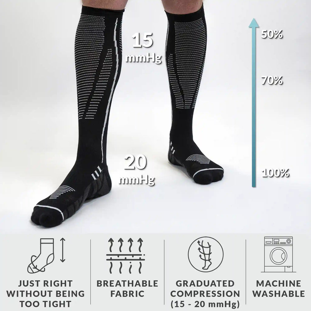 Premium Compression Socks 15-20 mmHg for Flight & Nursing