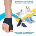 Silicone Bunion Corrector with Gel Pads and Heel Strap, Big Toe Separator & Straightener for Comfort and Support, Reduces Pressure & Soreness