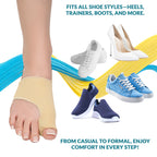 Silicone Bunion Corrector with Gel Pads and Heel Strap, Big Toe Separator & Straightener for Comfort and Support, Reduces Pressure & Soreness