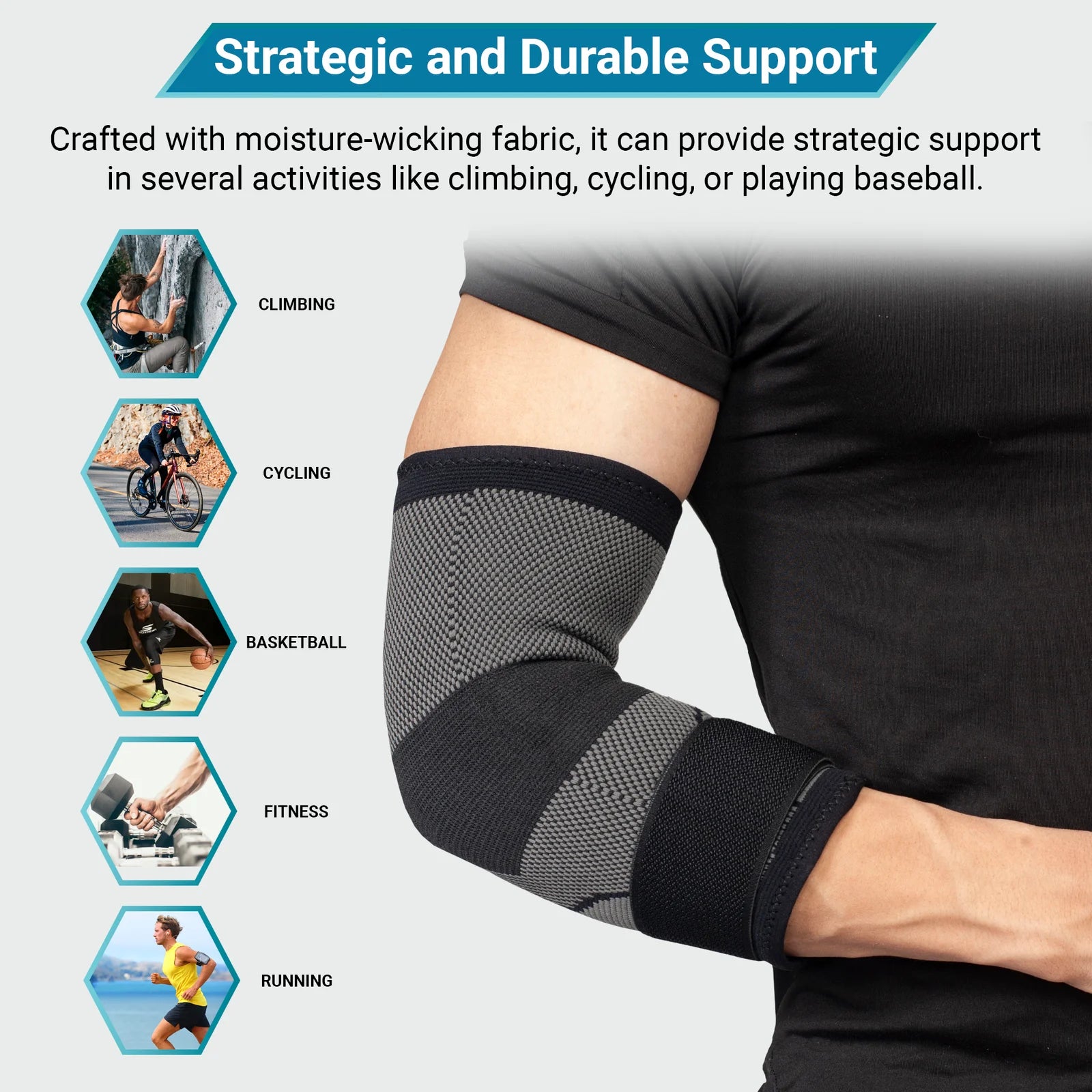 Elbow Compression Sleeve With Strap for Tennis & Golf Secondary image