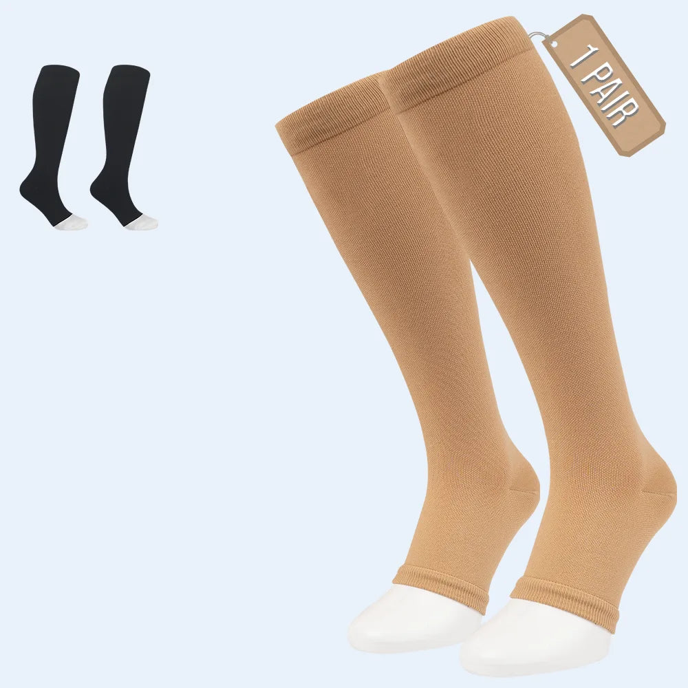 Open Toe Compression Socks 15-20 mmHg for Swollen Legs Main image