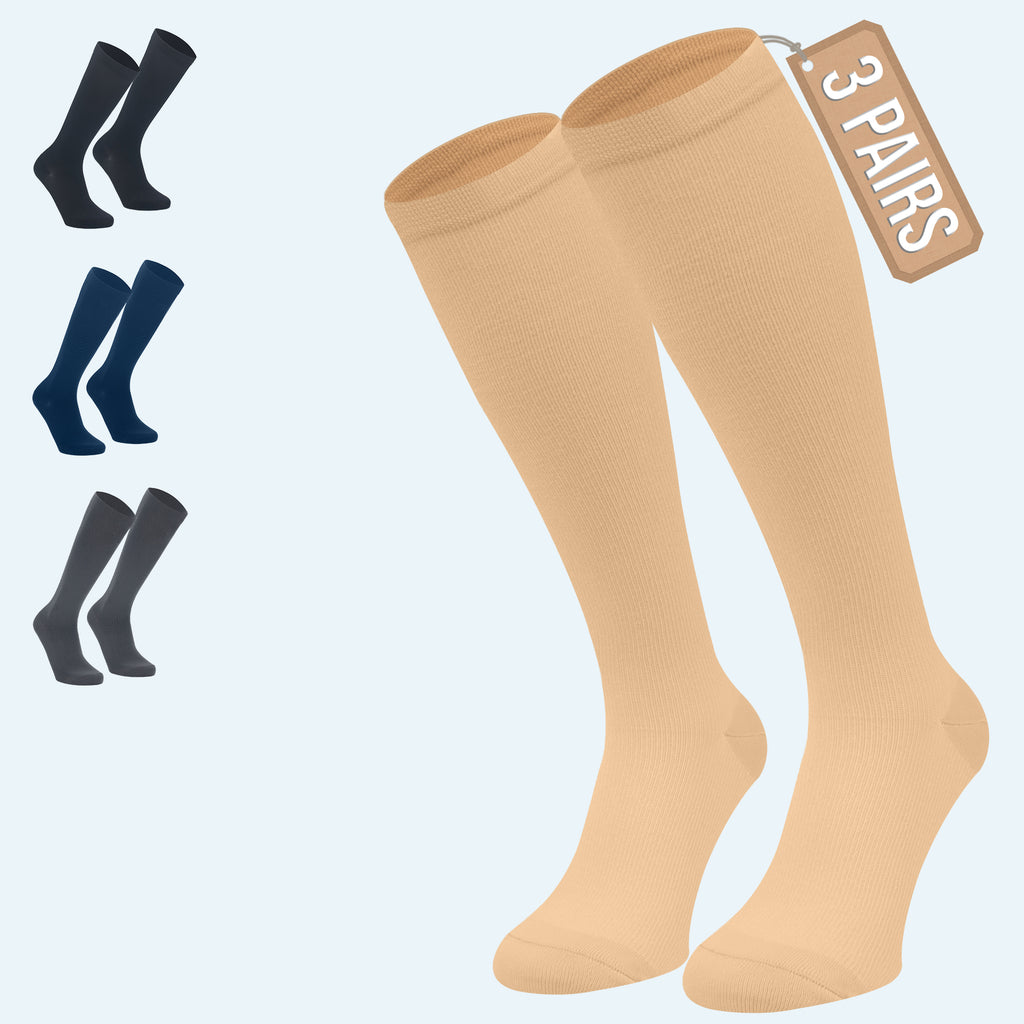 3 Pack Compression Socks for Women, Men, Pregnancy, 15-20 mmHG, Travel, Swollen Legs, Support for Active Life Style and Better Blood Circulation