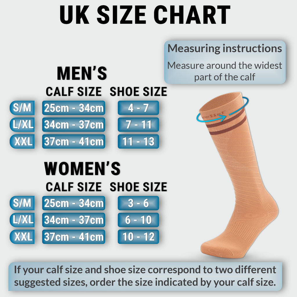 Knee High Compression Socks Stockings for Women, Men, Running, Cycling, Nurses, Flying, Edema, Pregnancy, 15-20 mmHG