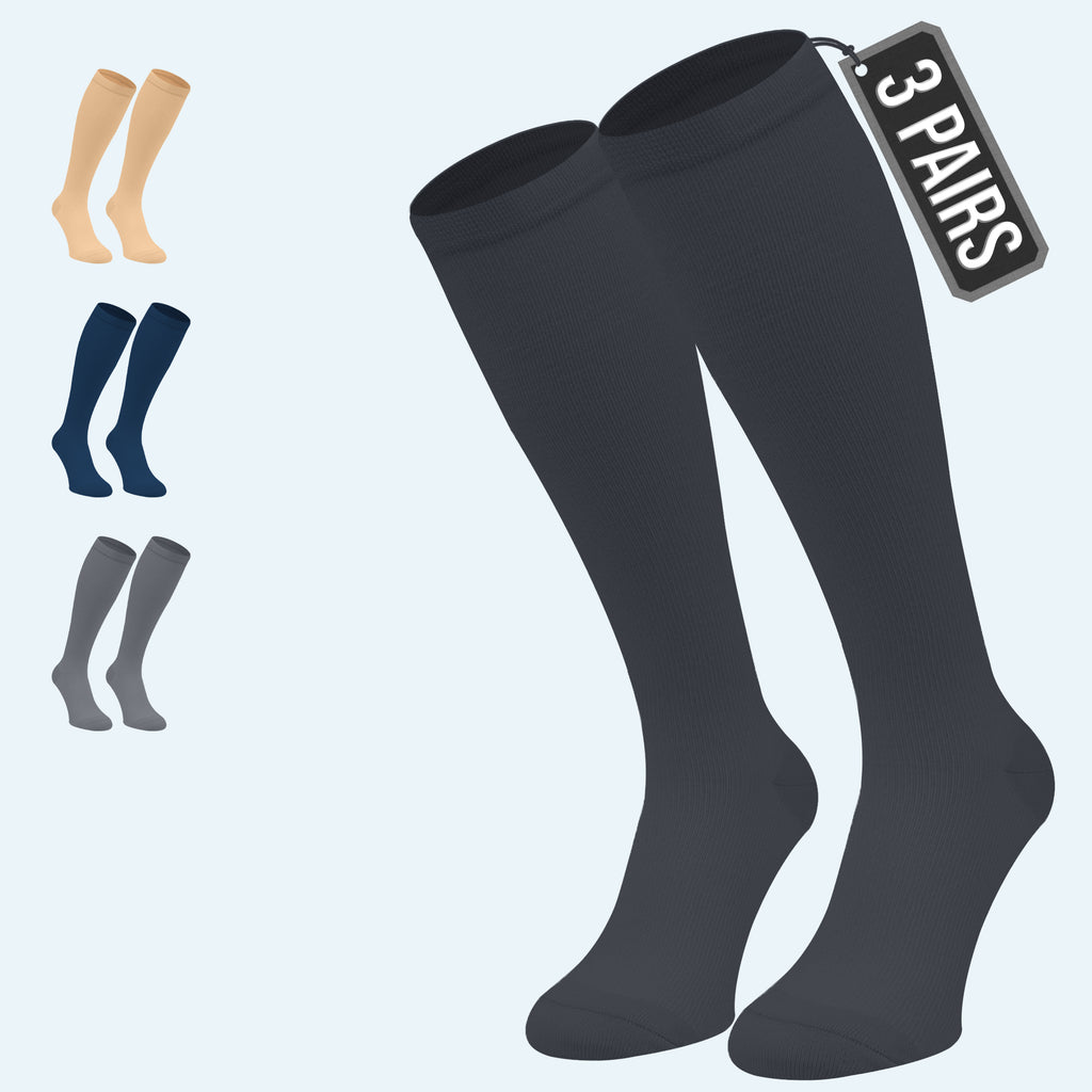 3 Pack Compression Socks for Women, Men, Pregnancy, 15-20 mmHG, Travel, Swollen Legs, Support for Active Life Style and Better Blood Circulation
