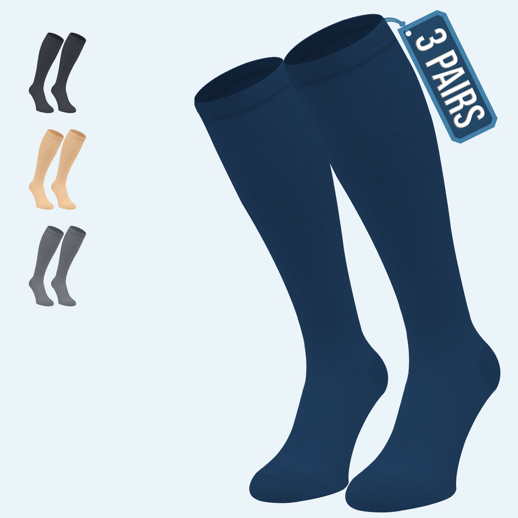 3 Pack Compression Socks for Women, Men, Pregnancy, 15-20 mmHG, Travel, Swollen Legs, Support for Active Life Style and Better Blood Circulation