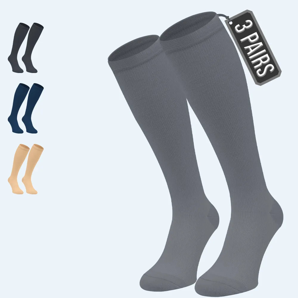 3 Pack Compression Socks for Swollen Legs & Long Flights