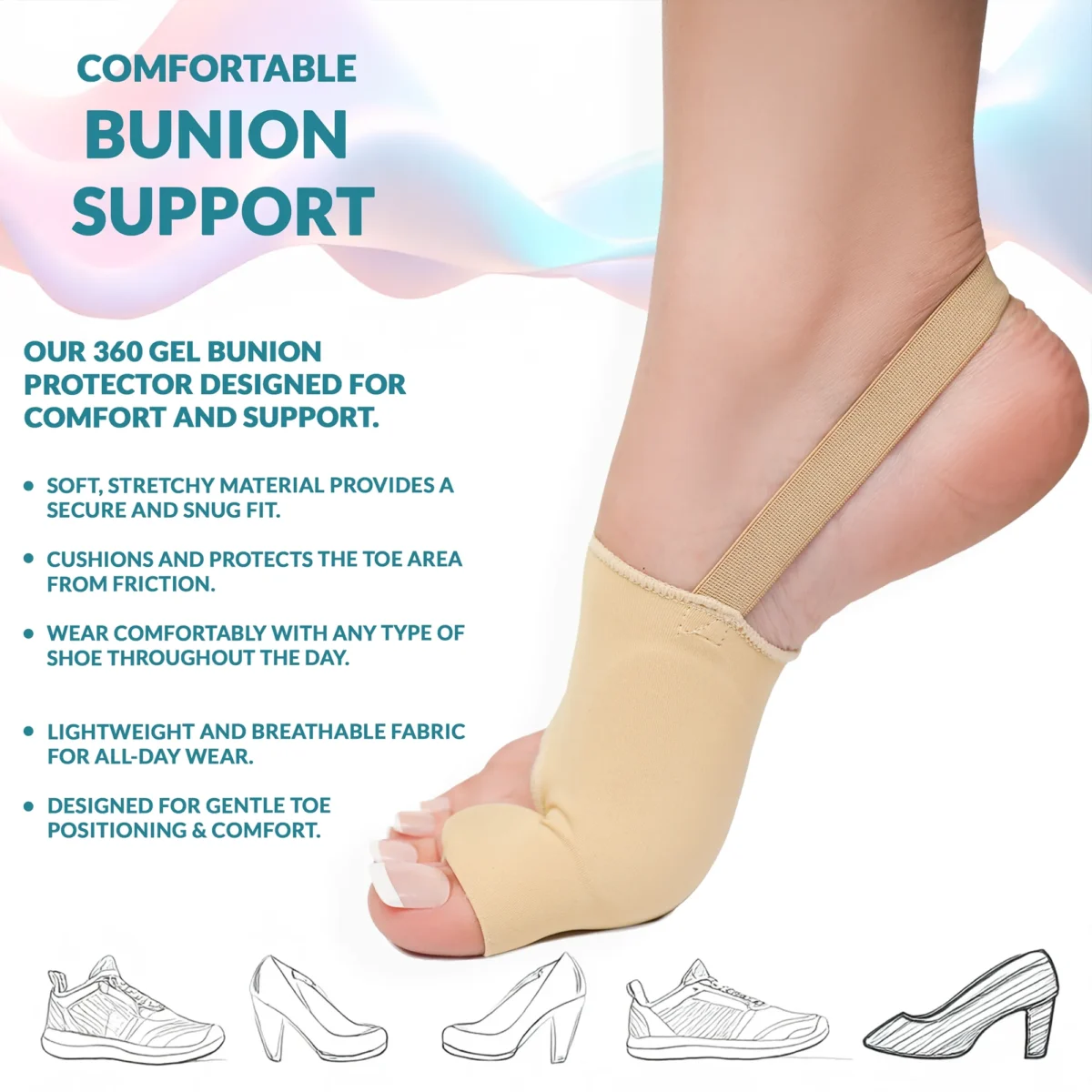 Silicone Bunion Corrector with Gel Pads and Heel Strap – Big Toe Separator & Straightener for Comfort and Support – Reduces Pressure & Soreness - Image 6