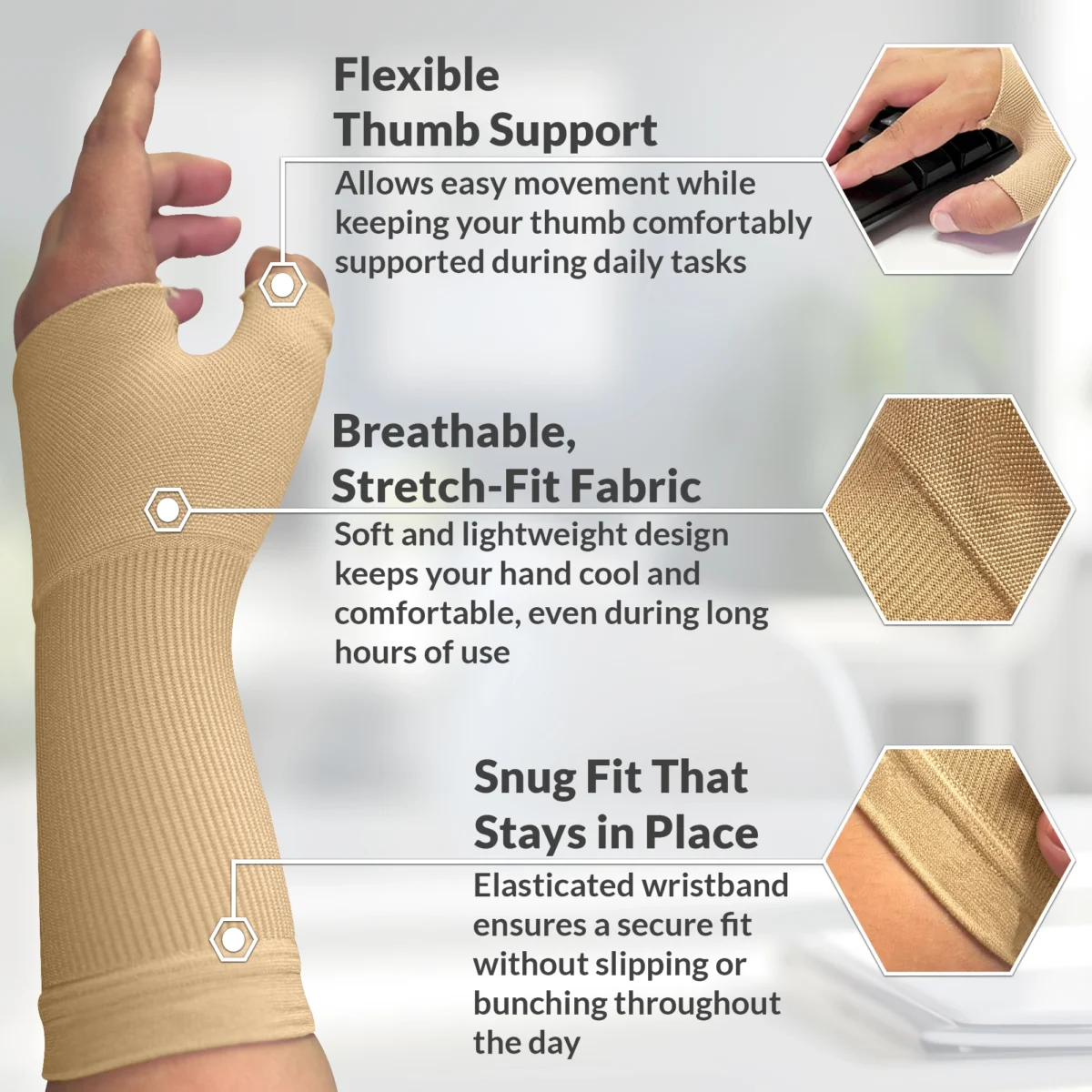 Wrist & Thumb Support – Compression Sleeve for Comfort & Stability, Joint & Hand Support for Men & Women - Image 5